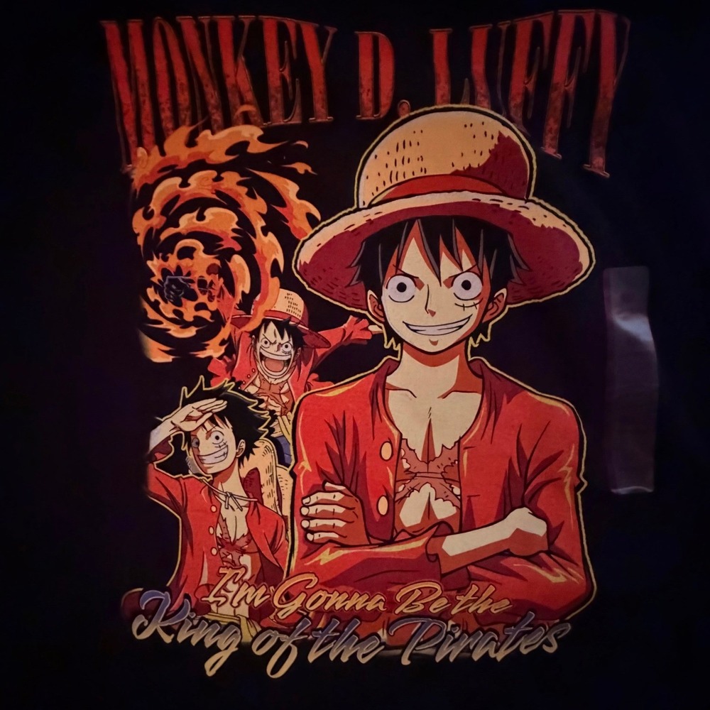 One Piece Monkey D. Luffy‎ King of the Pirates Anime Black T-Shirt Mens 2XL NEW